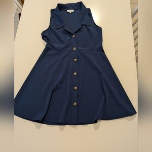 Navy Blue Button-Down Dress